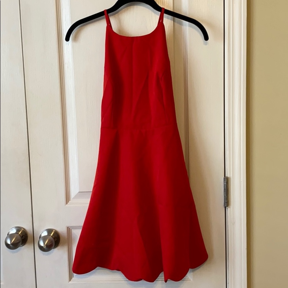 Lulu’s play on curves red backless dress